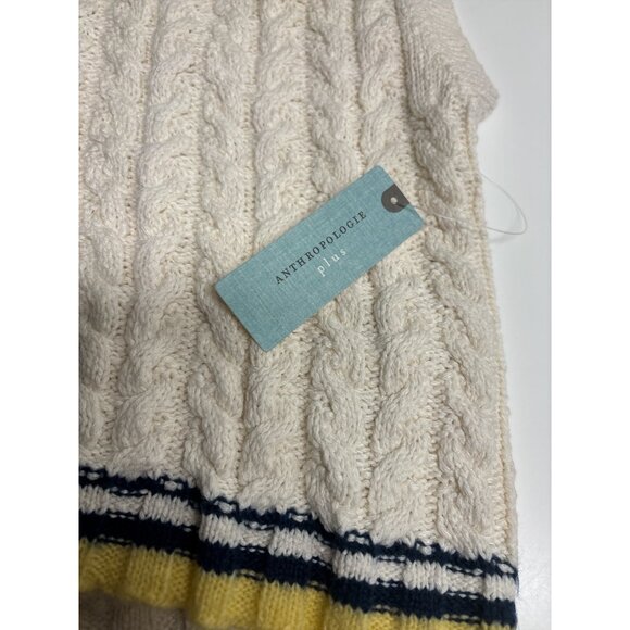 NWT Mauve Cable Knit Sweater Vest – Preppy Collared V-Neck, Varsity Striped Hem, - Picture 4 of 7